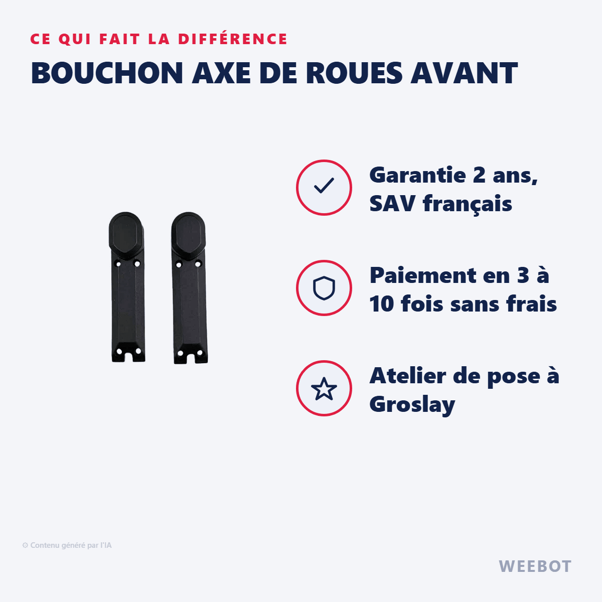 Bouchon Axe de Roues Avant pour Trottinette Électrique Kugoo S1 - Weebot