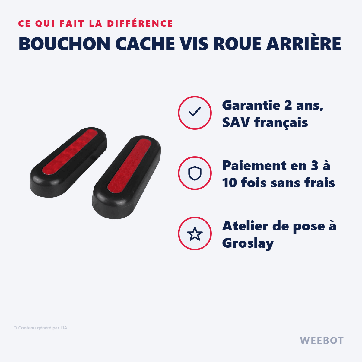 Bouchon Cache Vis Roue Arrière pour Trottinette Électrique Ninebot G30 Max - Weebot