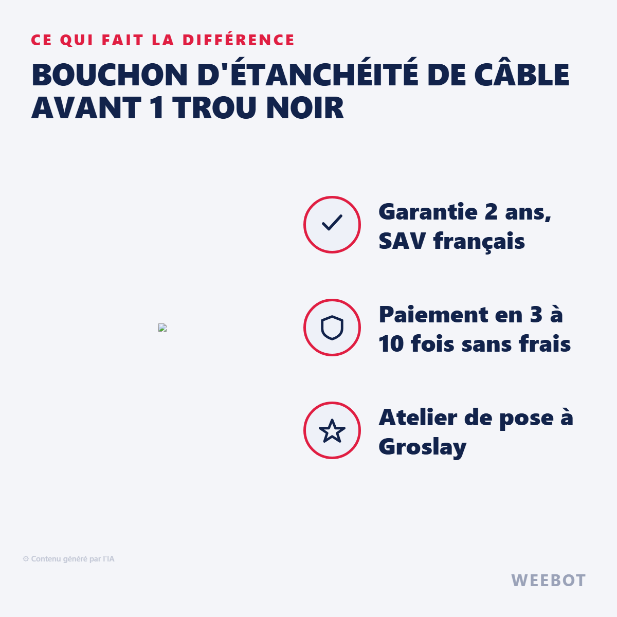 Bouchon d'Étanchéité de Câble Avant 1 Trou Noir : les points forts