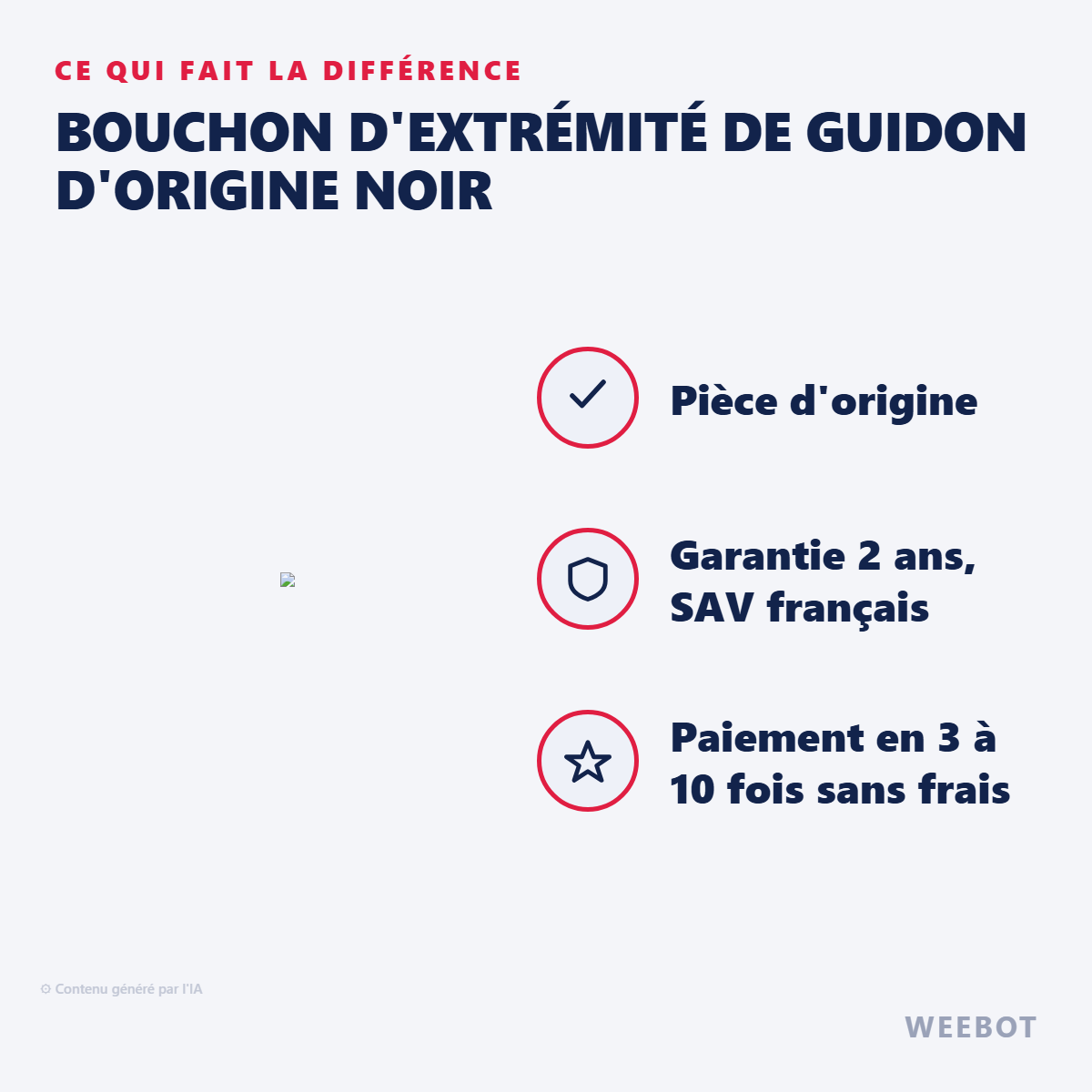 Bouchon d'Extrémité de Guidon d'Origine Noir : les points forts