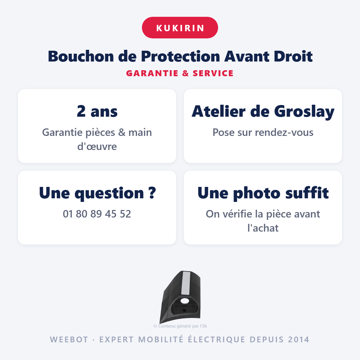 Bouchon de Protection Avant Droit : garantie 2 ans et service après-vente