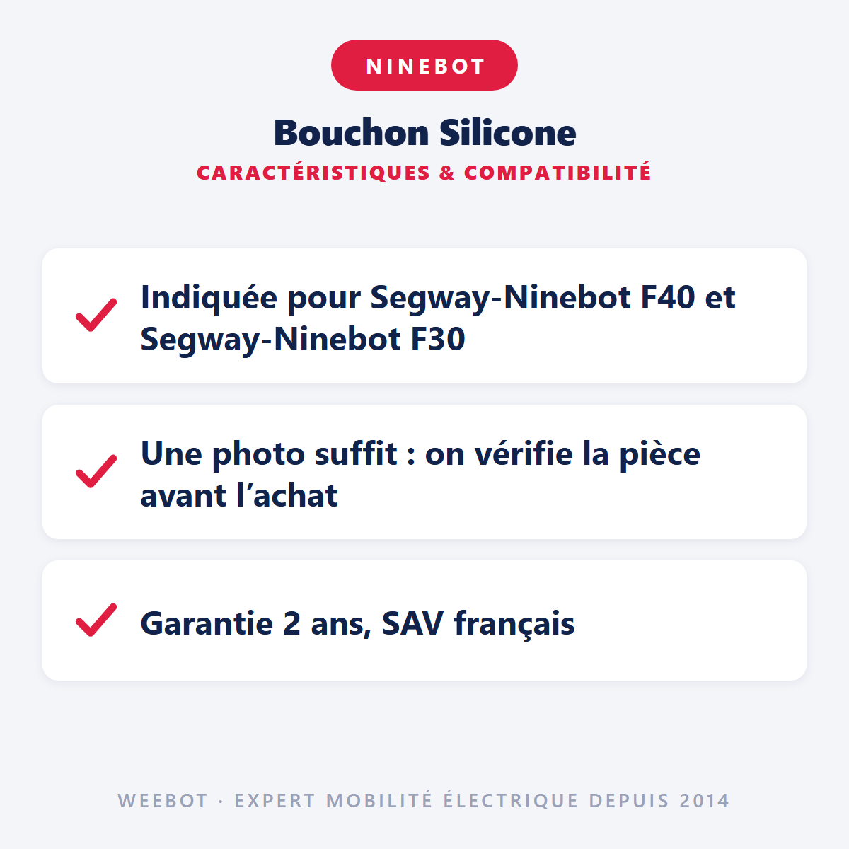 Bouchon Silicone pour Trottinette Électrique Ninebot F30 F40 - Weebot