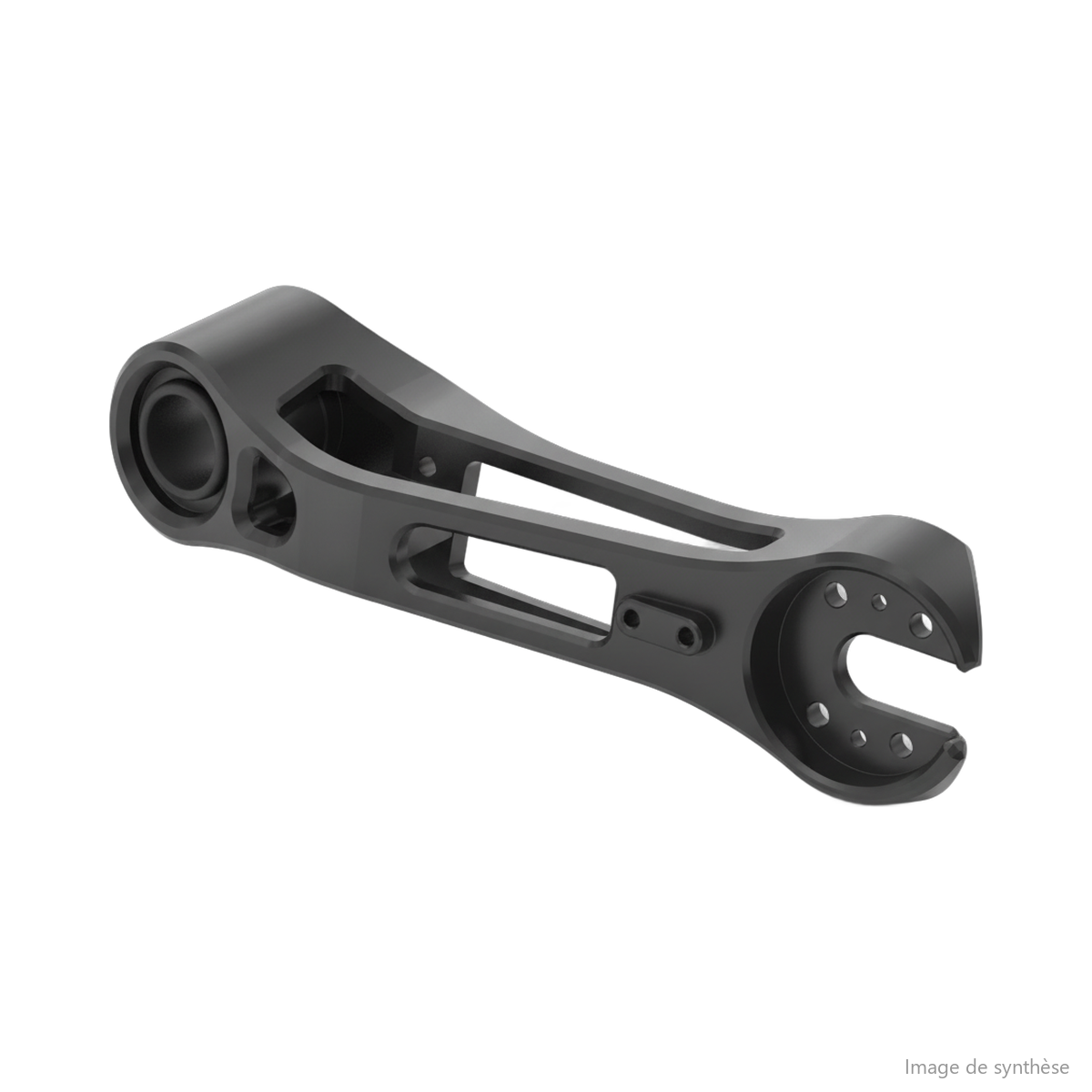 Schéma en vue technique d'un bras oscillant arrière gauche pour trottinette électrique Dualtron Storm
