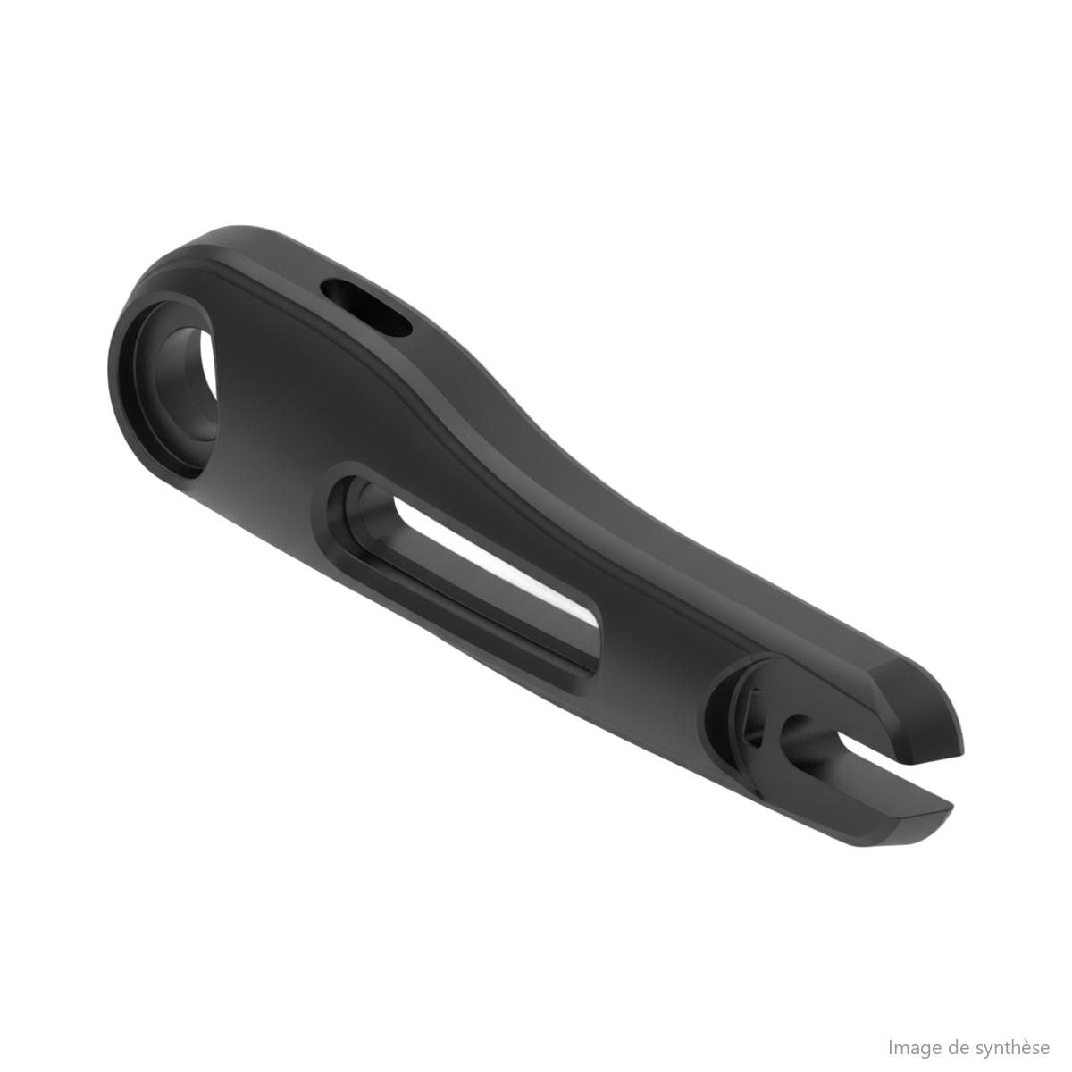 Schéma en vue perspective d'un bras oscillant arrière gauche pour trottinette électrique Dualtron Compact