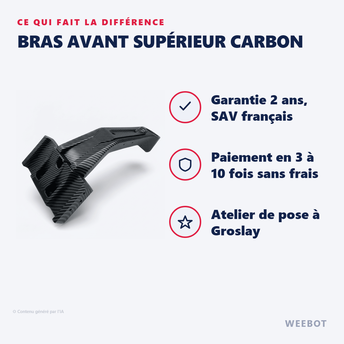 Bras Avant Supérieur Carbon pour Trottinette Électrique Teverun Fighter 7260R V4 - Weebot