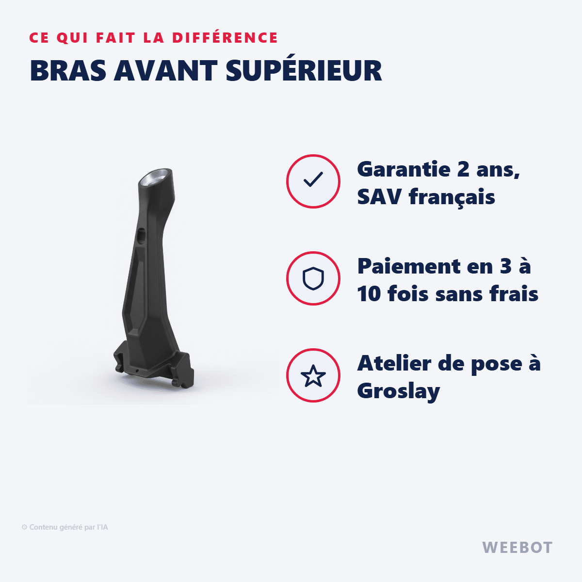 Bras Avant Supérieur pour Trottinette Electrique Fighter Mini - Teverun - Weebot