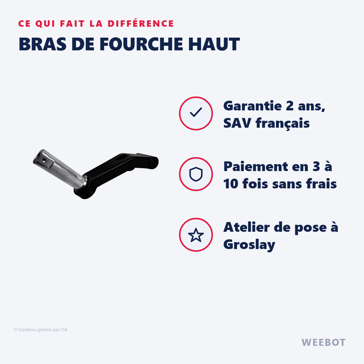 Bras de Fourche Haut pour Trottinette Électrique Vsett 8 / Z8 Pro - Weebot