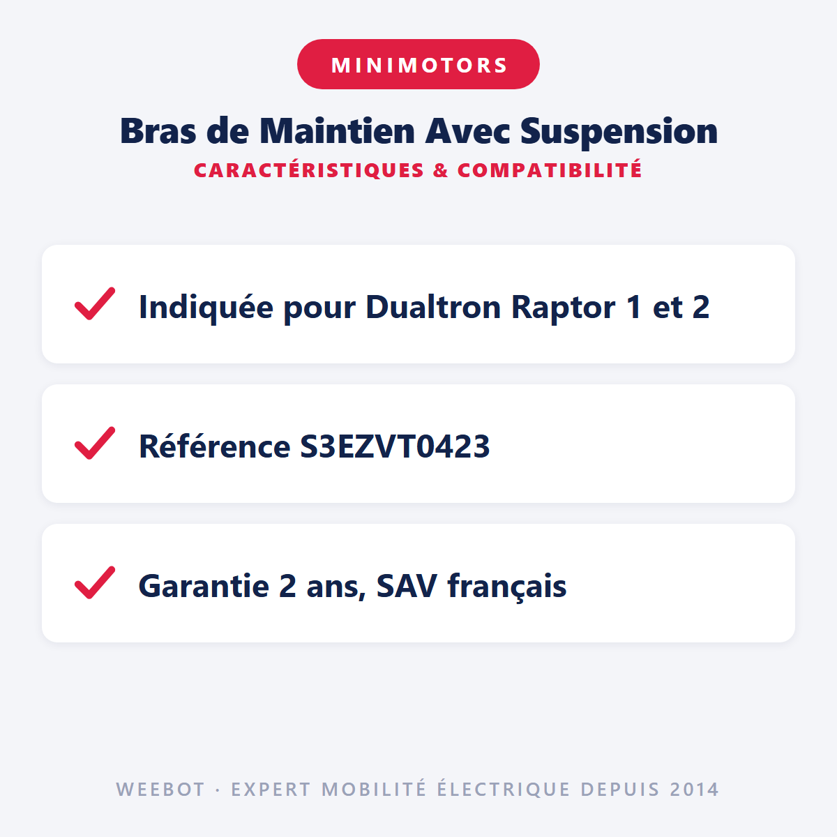 Bras de Maintien Avec Suspension : caractéristiques et compatibilité
