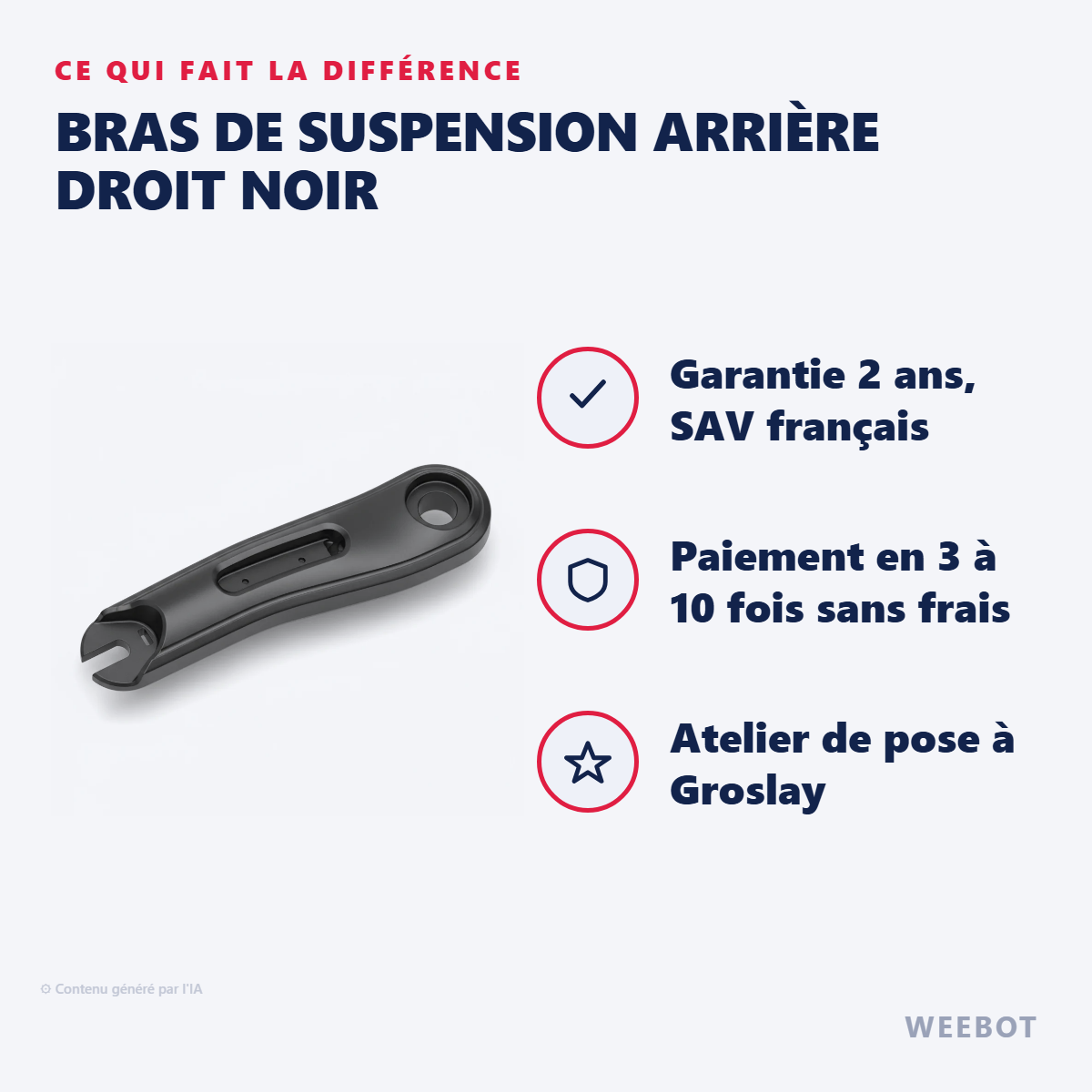 Bras de Suspension Arrière Droit Noir : les points forts