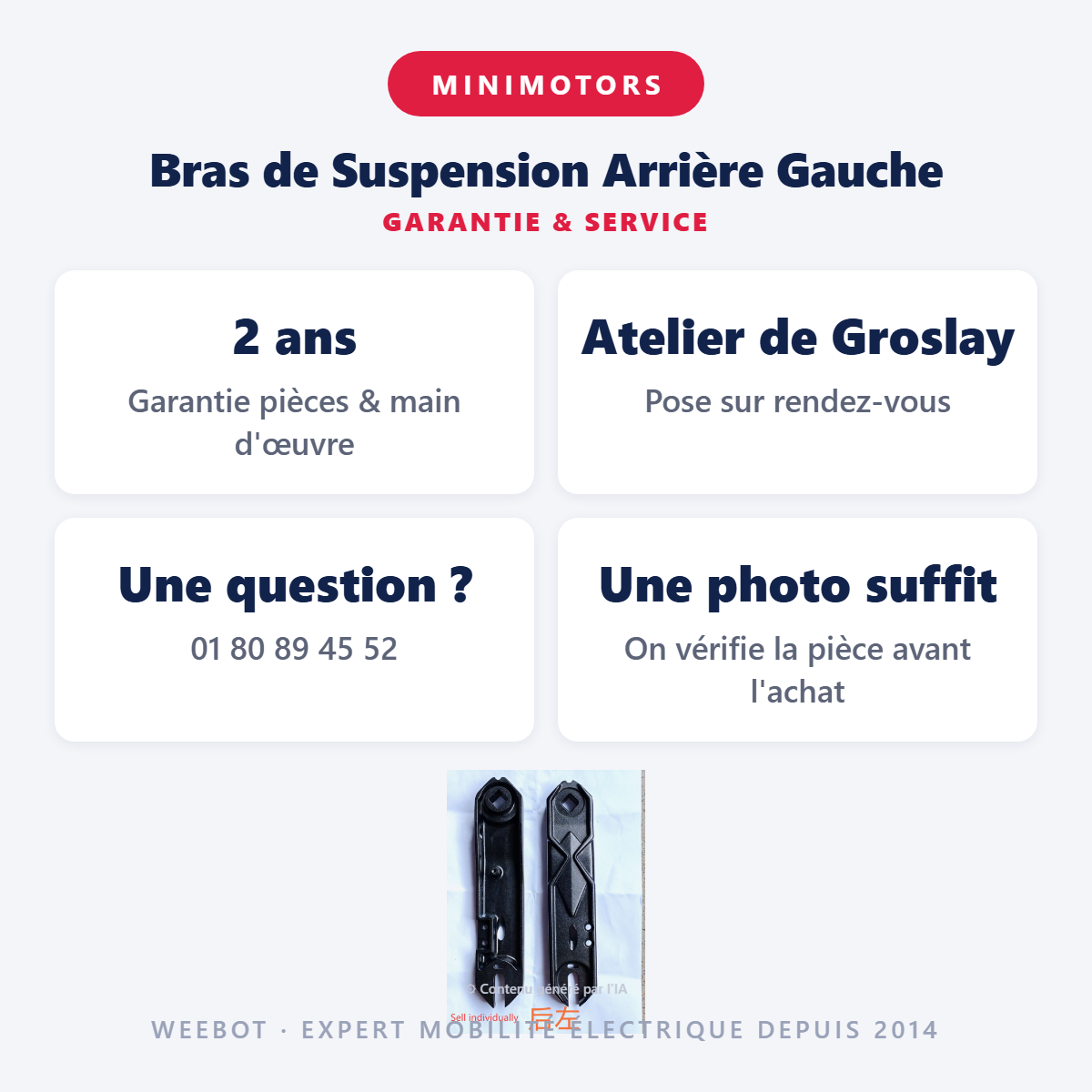 Bras de Suspension Arrière Gauche : garantie 2 ans et service après-vente