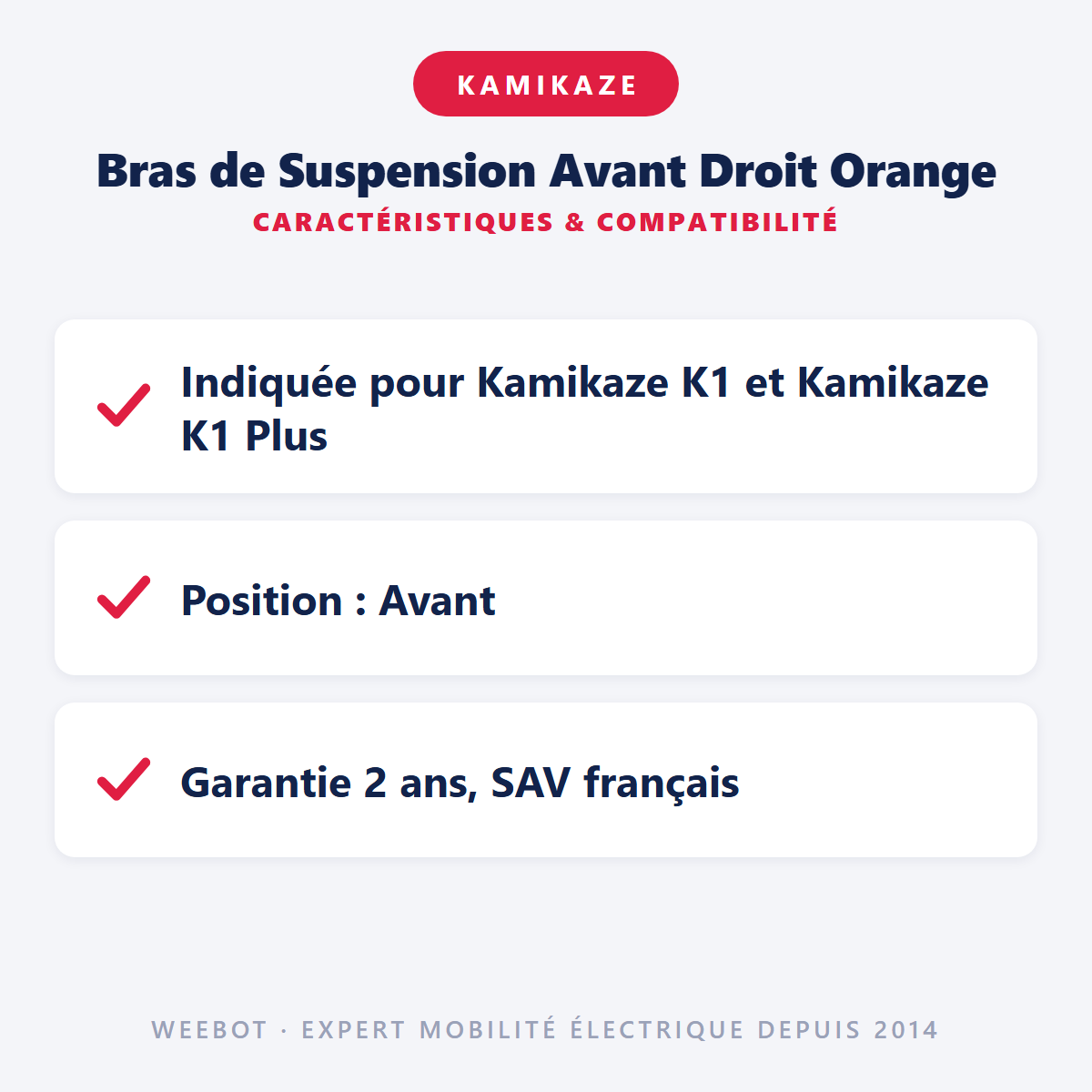 Bras de Suspension Avant Droit Orange : caractéristiques et compatibilité