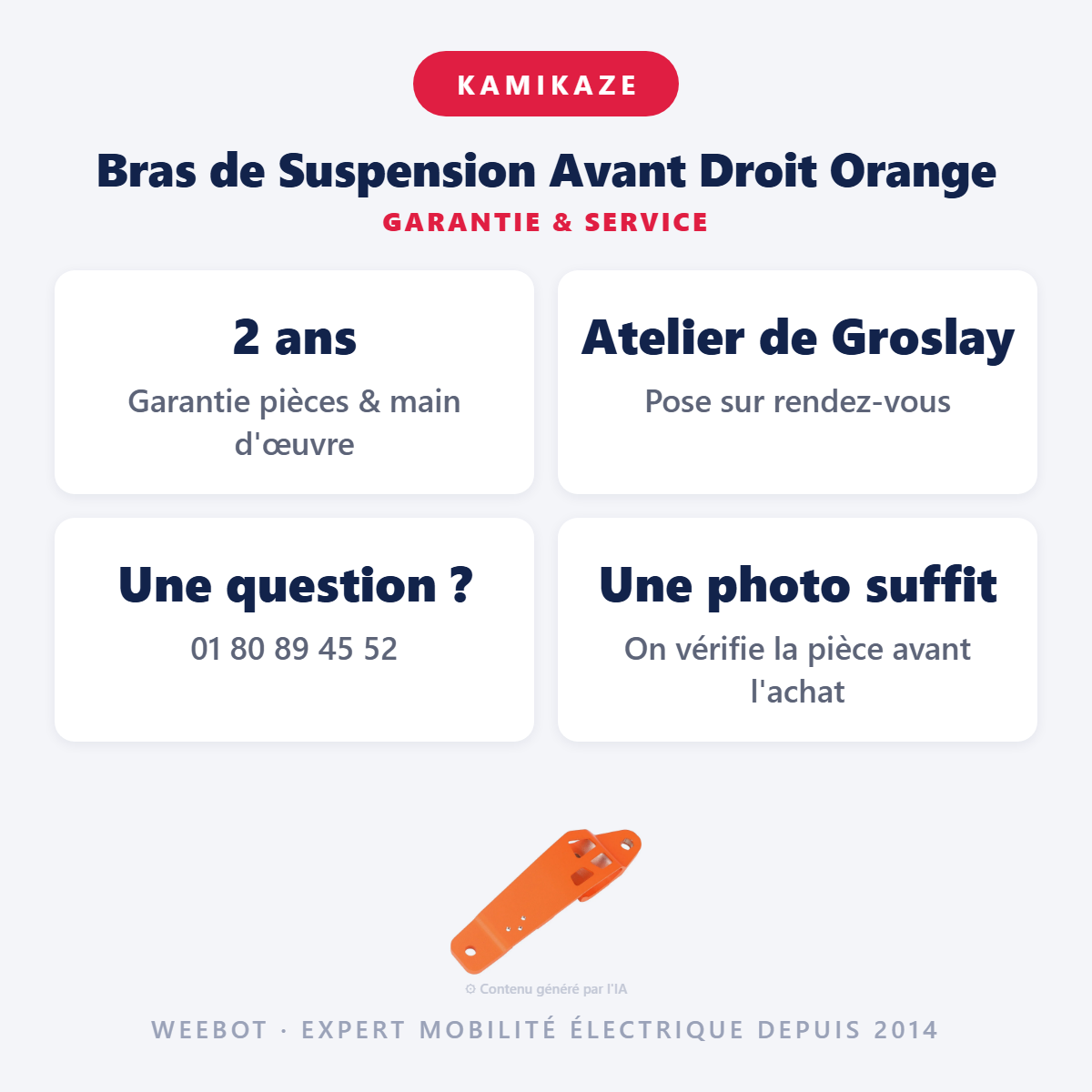 Bras de Suspension Avant Droit Orange : garantie 2 ans et service après-vente
