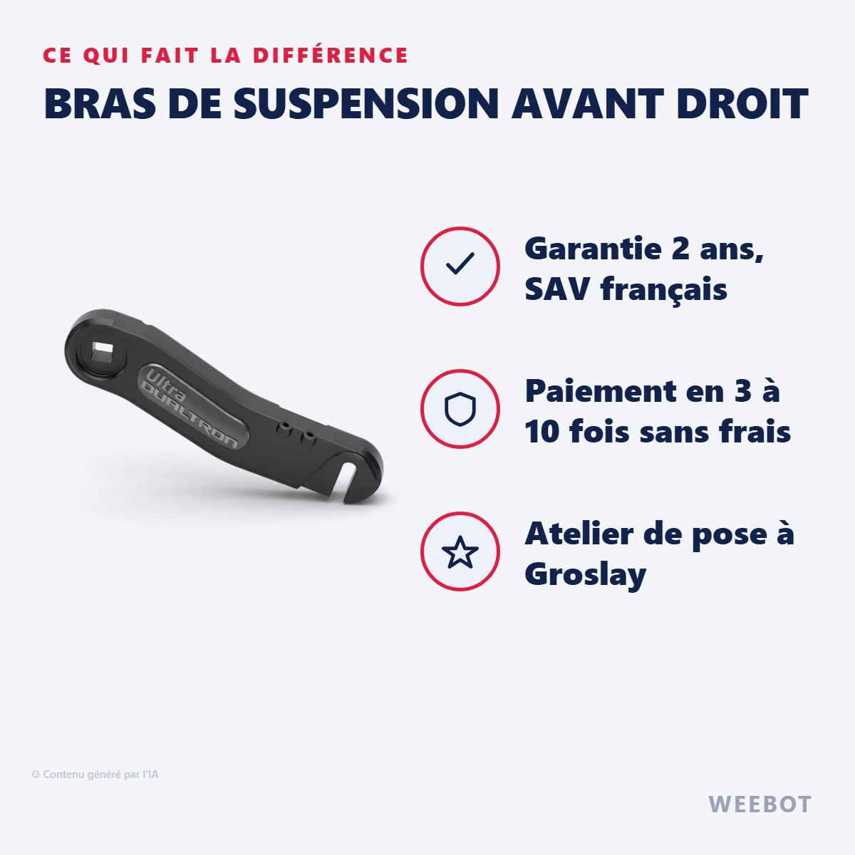 Bras de Suspension Avant Droit : les points forts
