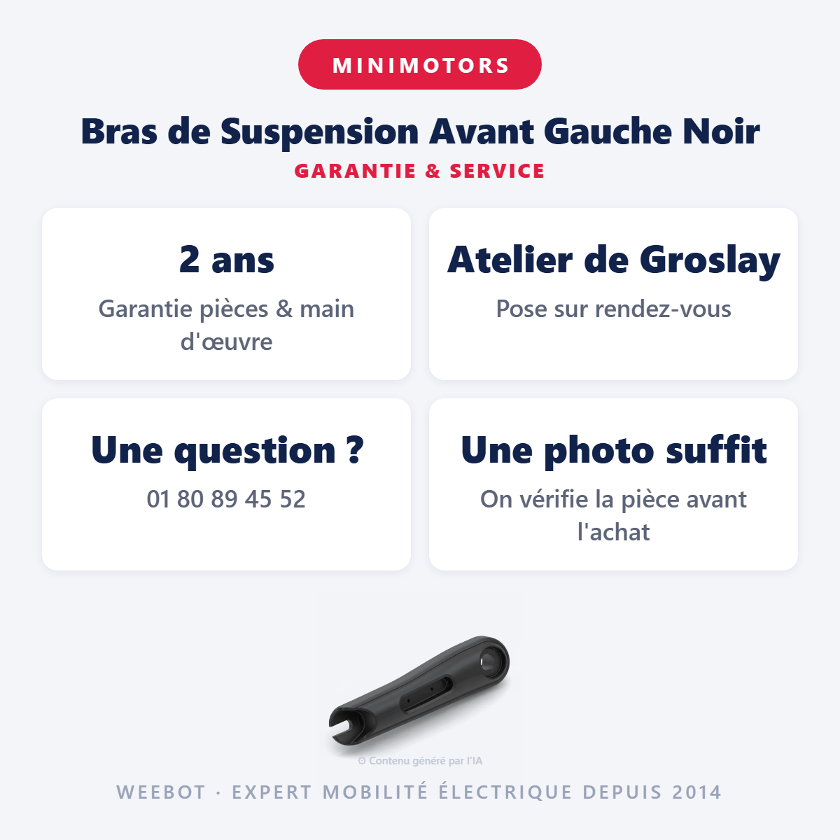 Bras de Suspension Avant Gauche Noir : garantie 2 ans et service après-vente