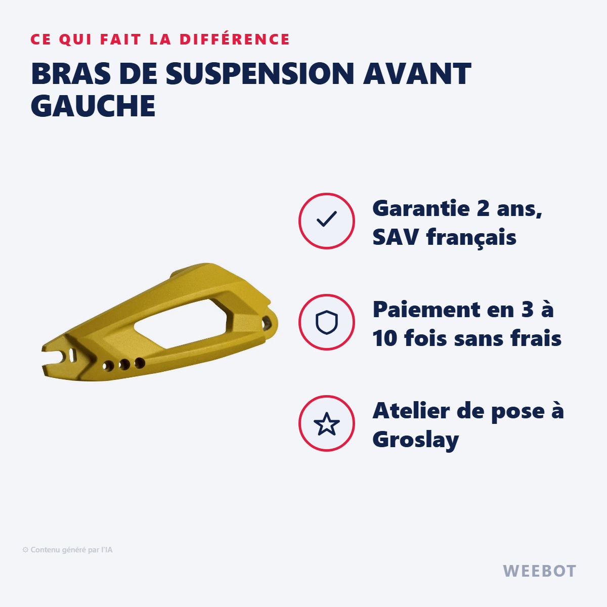 Bras de Suspension Avant Gauche pour Trottinette Électrique Vsett 10 - Weebot