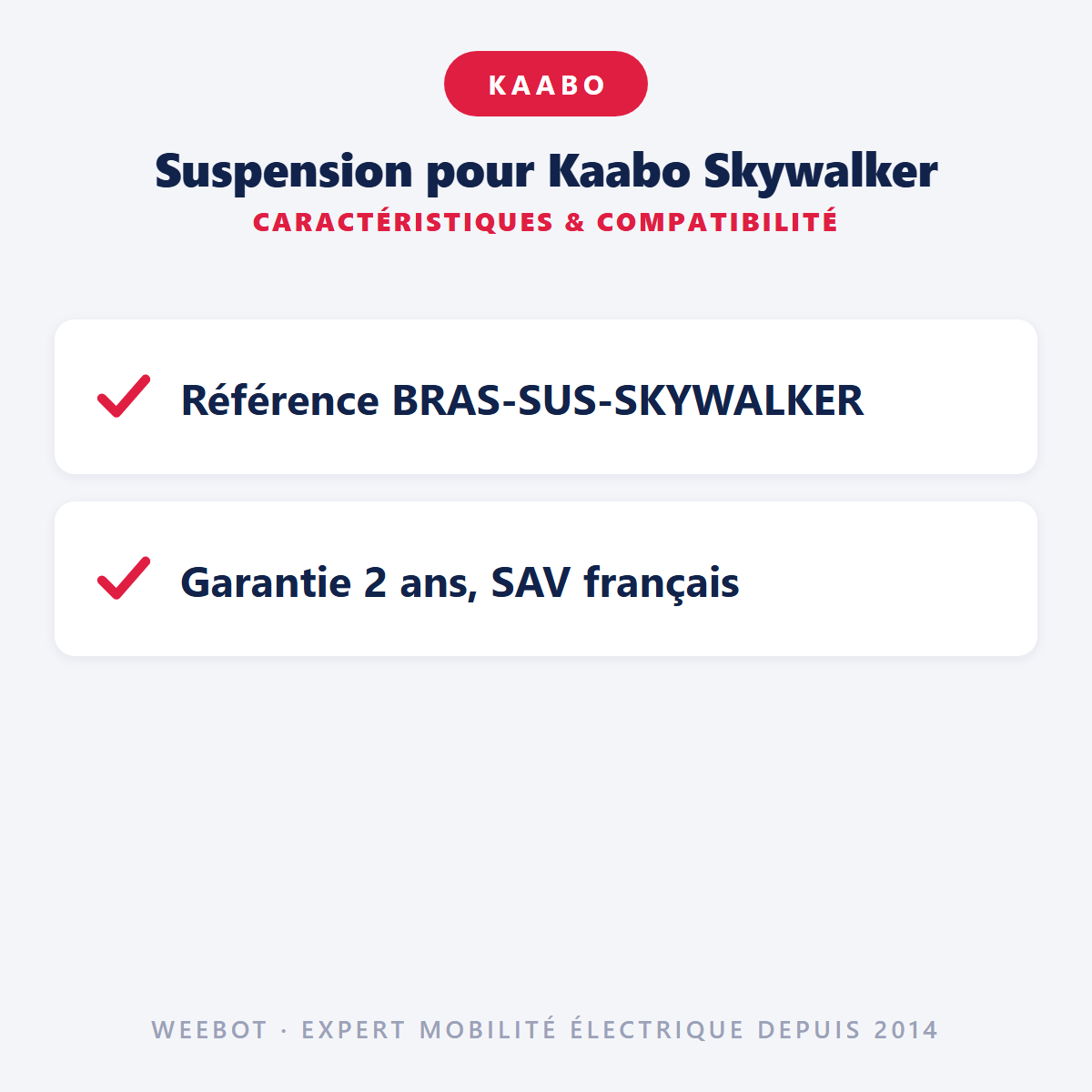 Suspension pour Kaabo Skywalker : caractéristiques et compatibilité
