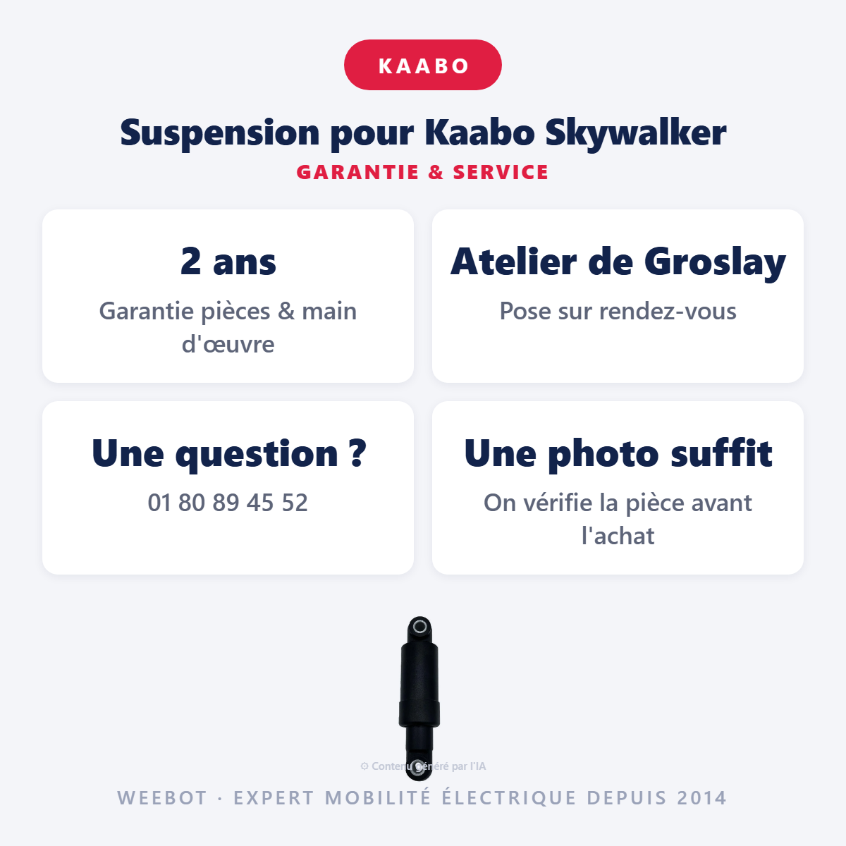 Suspension pour Kaabo Skywalker : garantie 2 ans et service après-vente