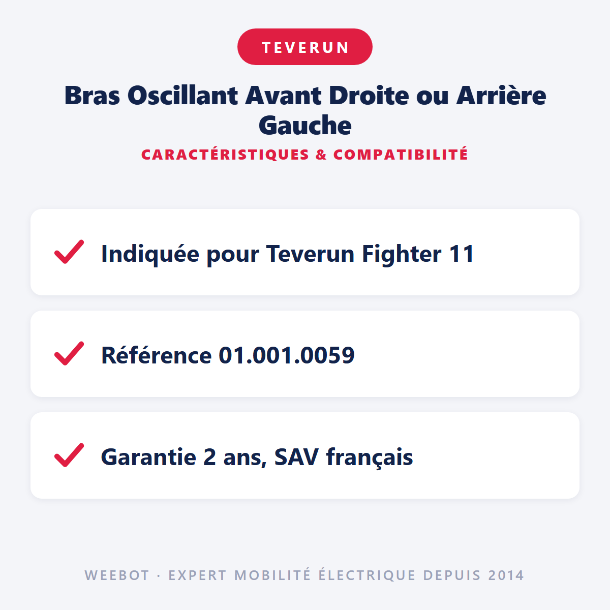 Bras Oscillant Avant Droite ou Arrière Gauche : caractéristiques et compatibilité
