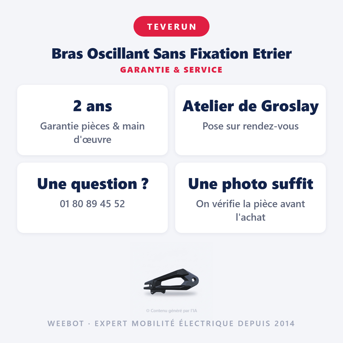 Bras Oscillant Sans Fixation Etrier pour Trottinette Electrique Fighter Mini - Teverun - Weebot