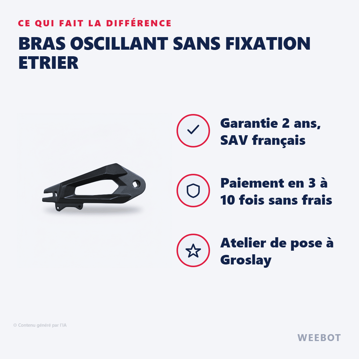 Bras Oscillant Sans Fixation Etrier pour Trottinette Electrique Fighter Mini - Teverun - Weebot