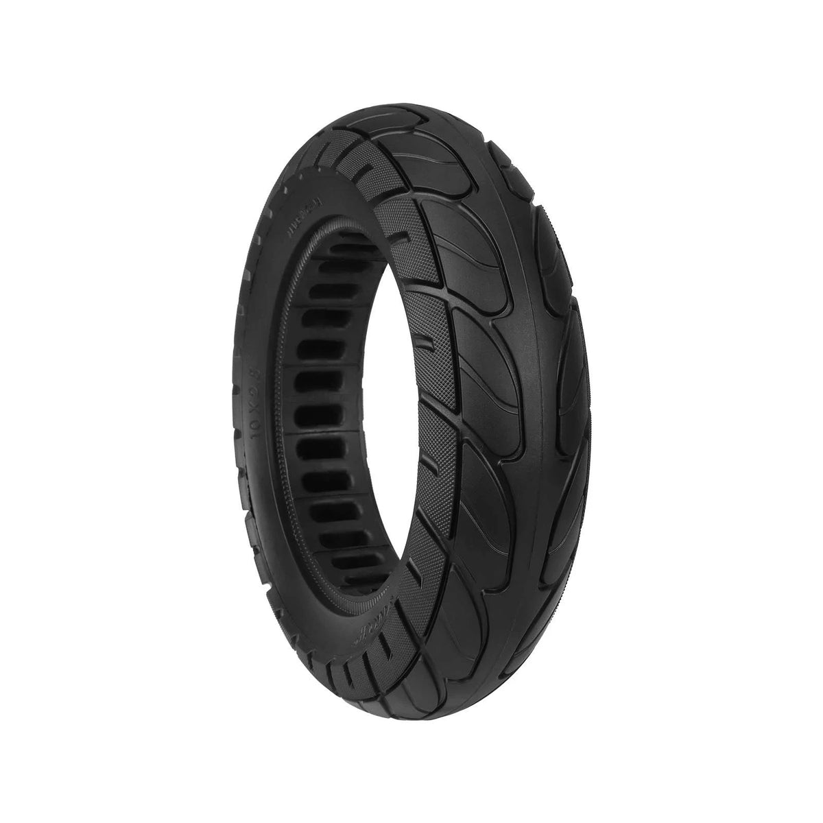 Pneu plein noir 10 pouces 10x2,5 pour trottinette électrique vu en perspective