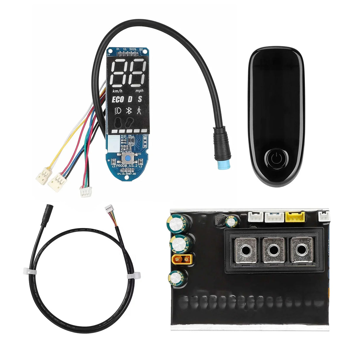 Kit complet comprenant le contrôleur, la carte bluetooth d'affichage, son cache supérieur et le câble principal de connexion