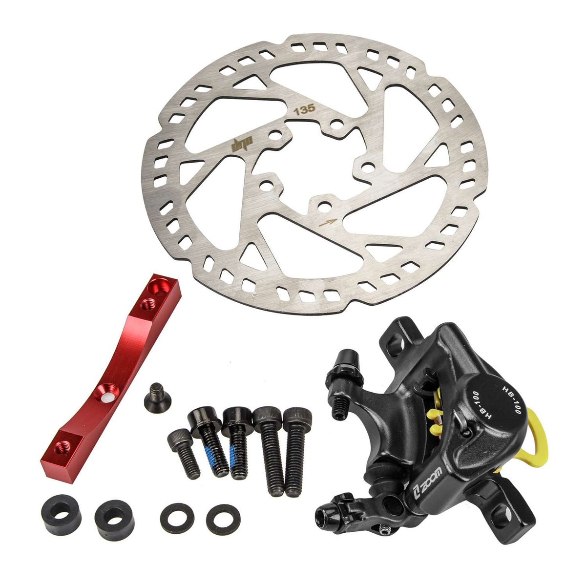 Kit de Frein Semi-Hydraulique Xtech HB100 avec Disque 135 mm et Adaptateur Noir et Rouge
