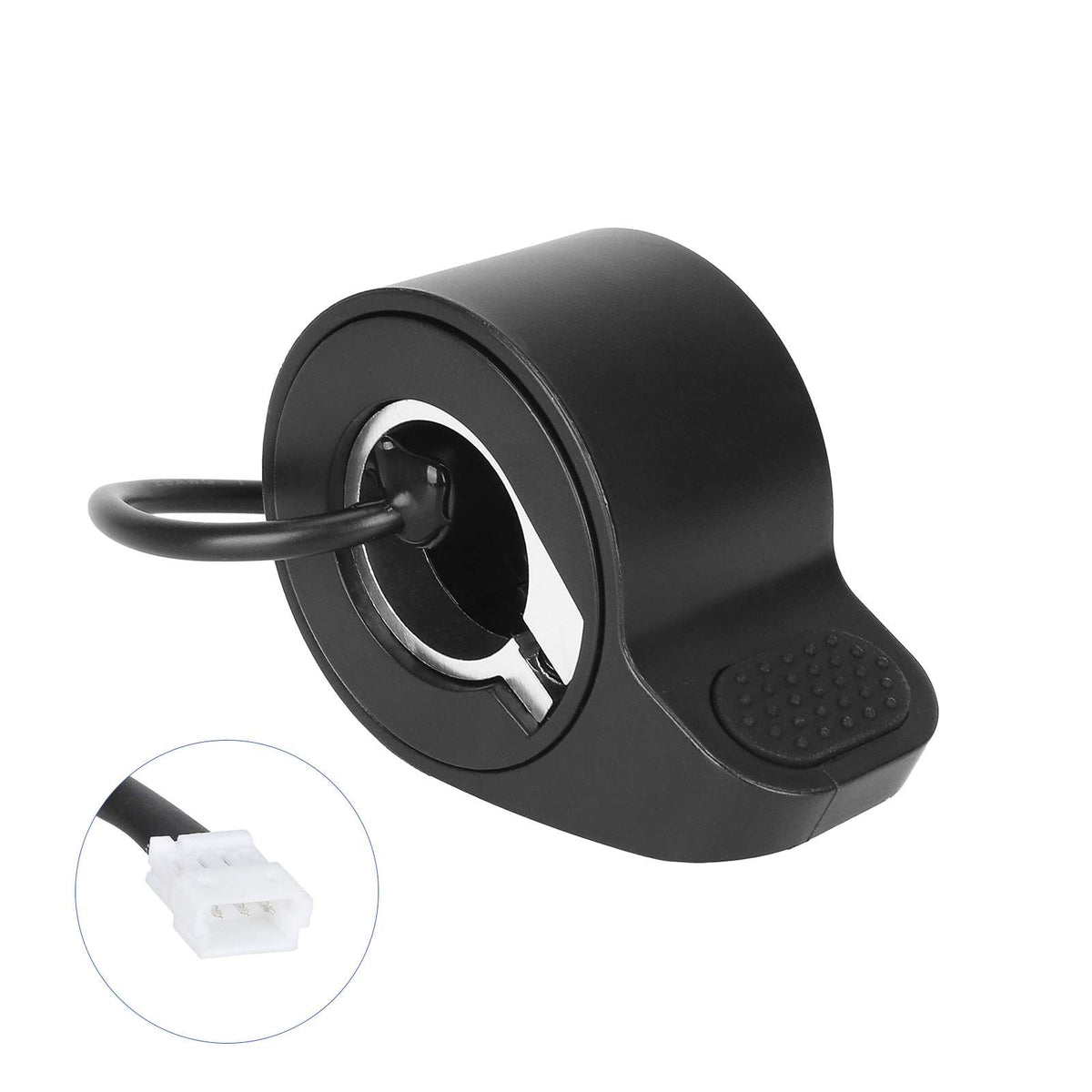 Gâchette d'accélérateur noire pour trottinette électrique avec son câble et son connecteur