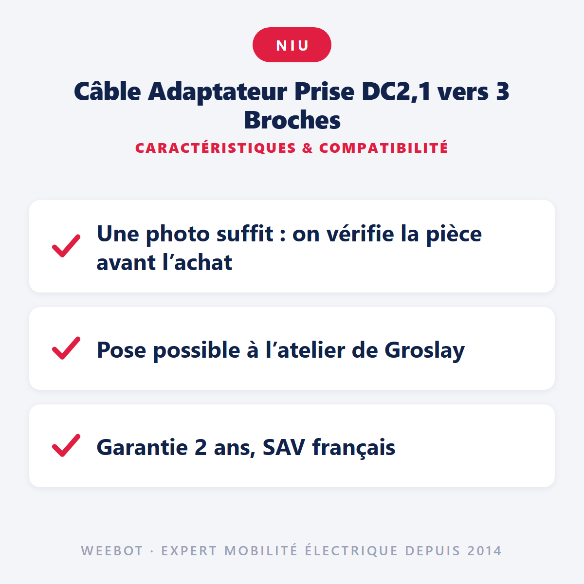 Câble Adaptateur Prise DC2,1 vers 3 Broches : caractéristiques et compatibilité