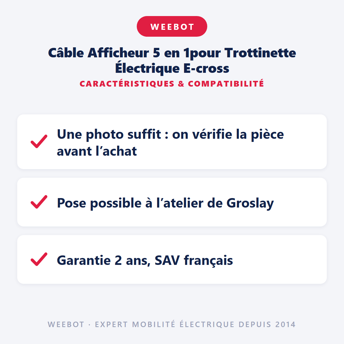 Câble Afficheur 5 en 1pour Trottinette Électrique E-cross - Weebot