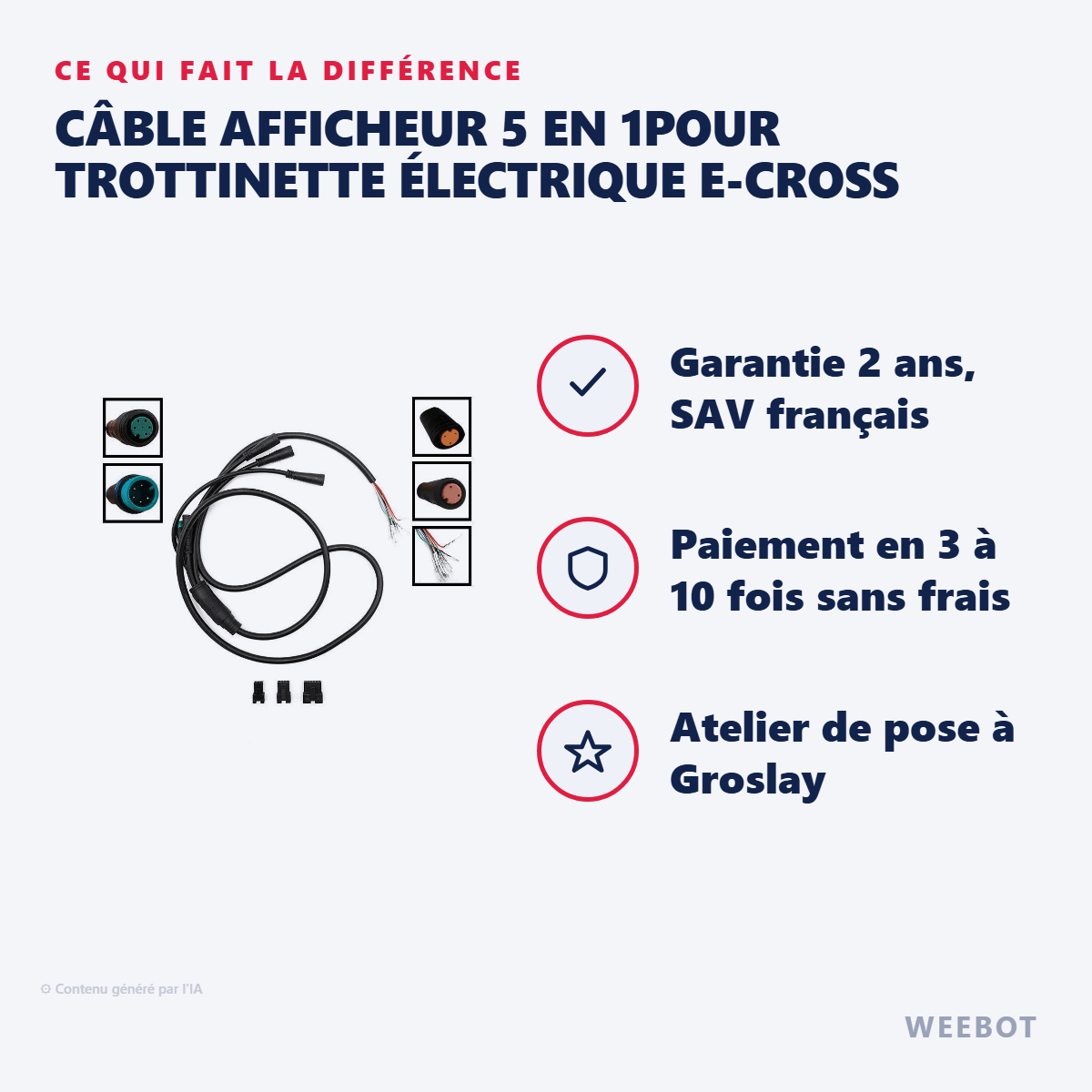 Câble Afficheur 5 en 1pour Trottinette Électrique E-cross - Weebot