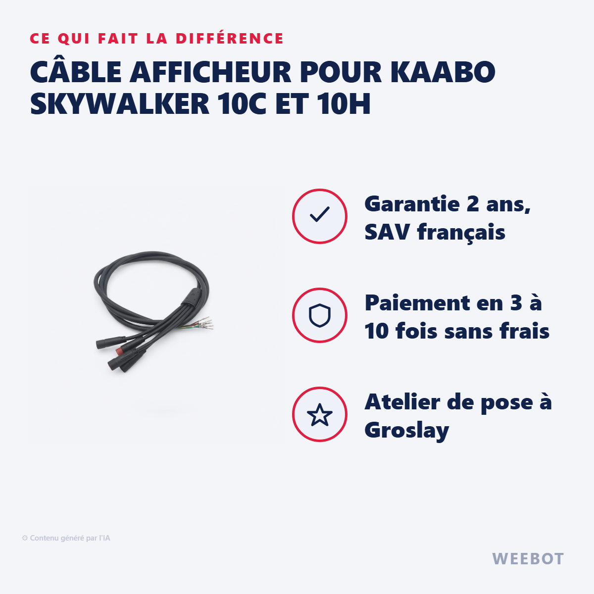 Câble afficheur pour Kaabo Skywalker 10C Et 10H : les points forts
