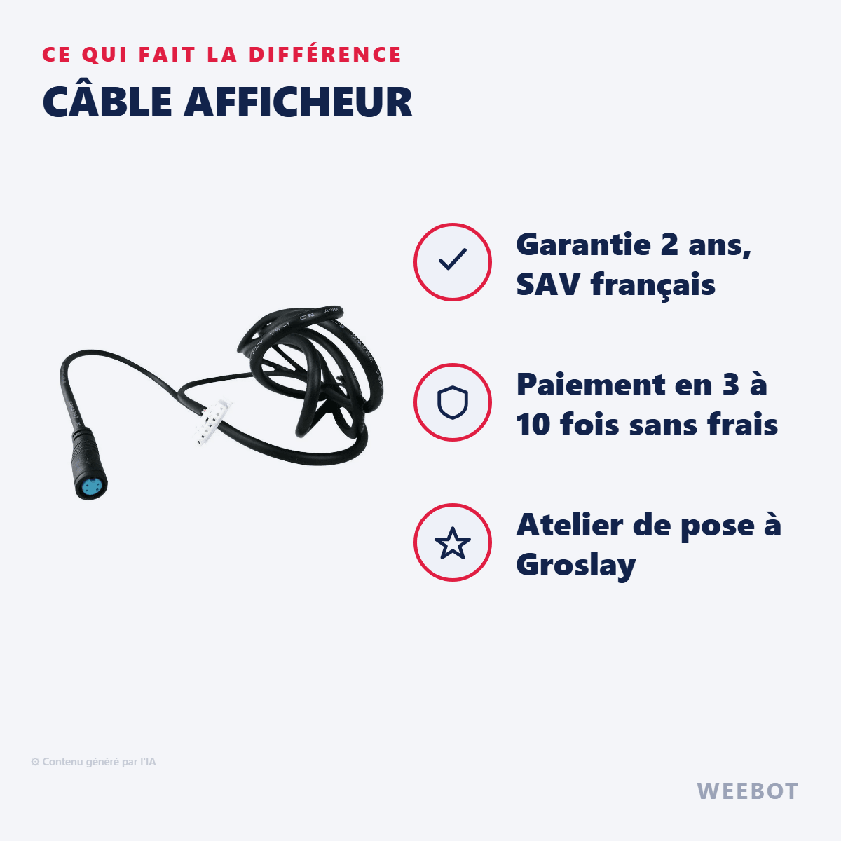 Câble Afficheur pour Trottinette Électrique Ninebot G30 Max - Weebot