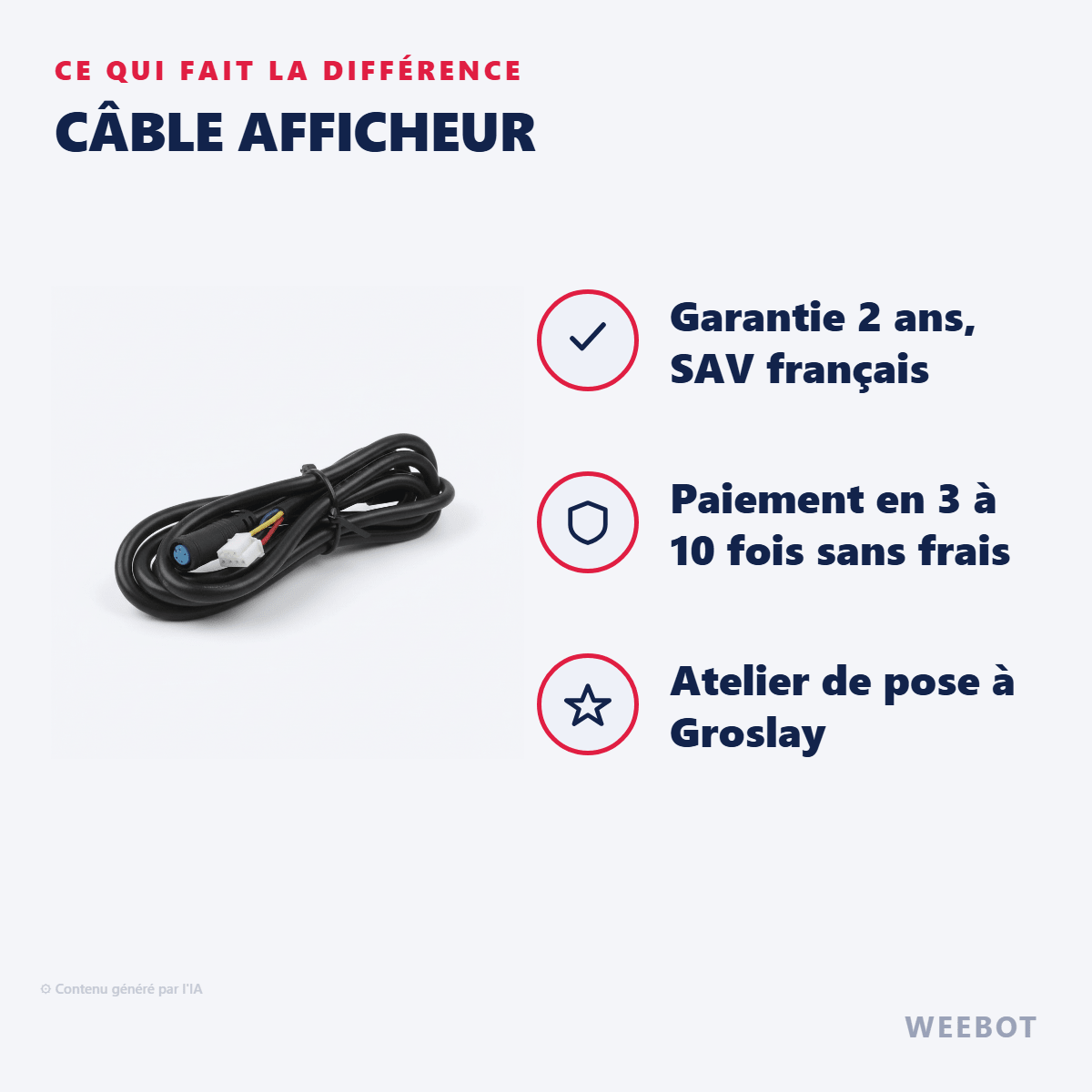 Câble Afficheur pour Trottinette Électrique Ninebot Série F - Weebot