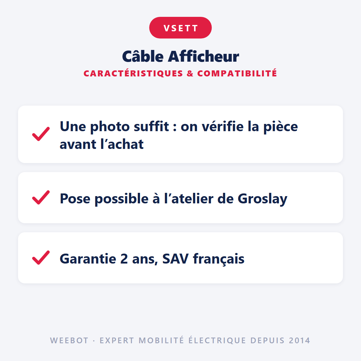 Câble Afficheur pour Trottinette Électrique Vsett 9 - Weebot
