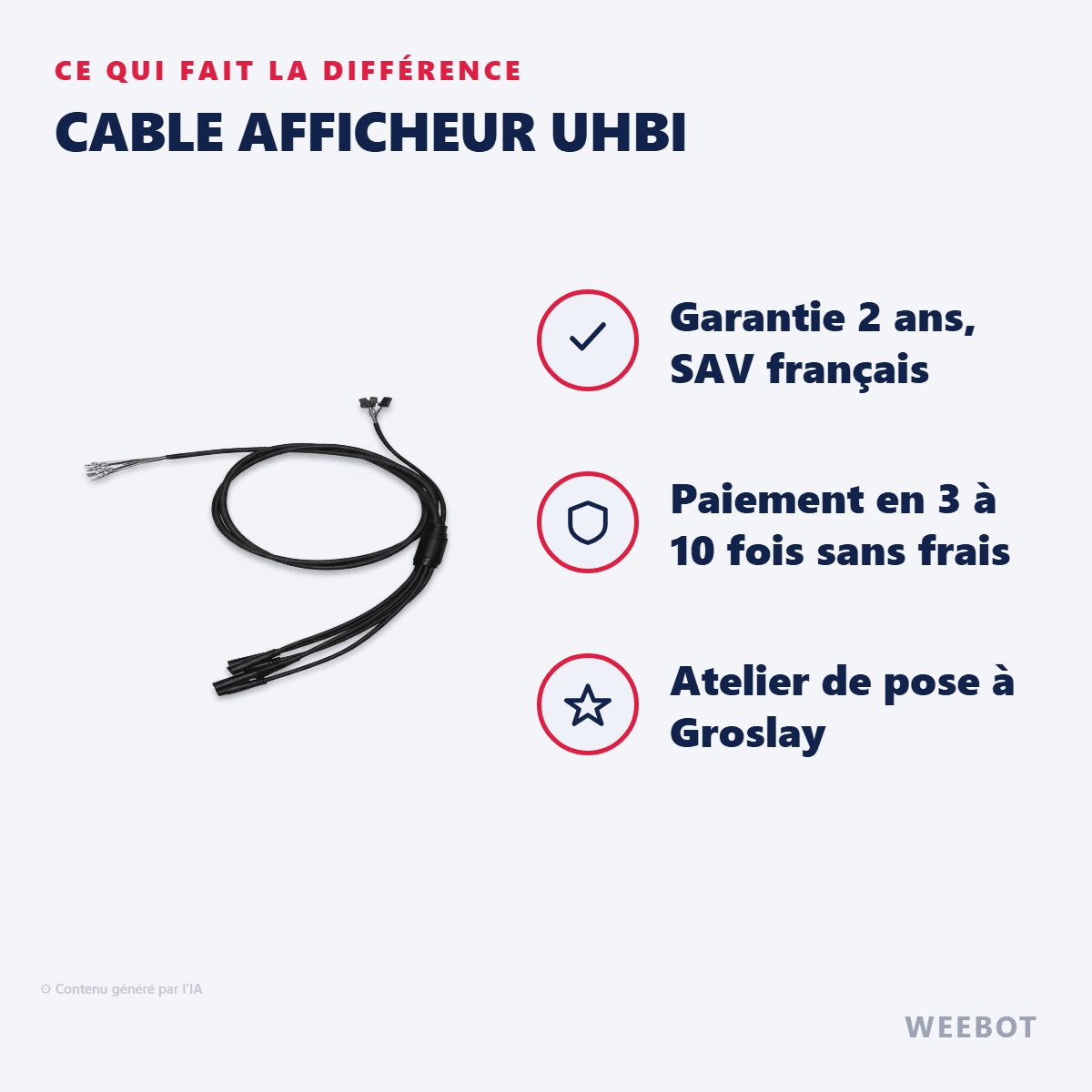Cable Afficheur UHBI pour Trottinette Electrique Teverun Blade Mini Pro 2024 - Weebot