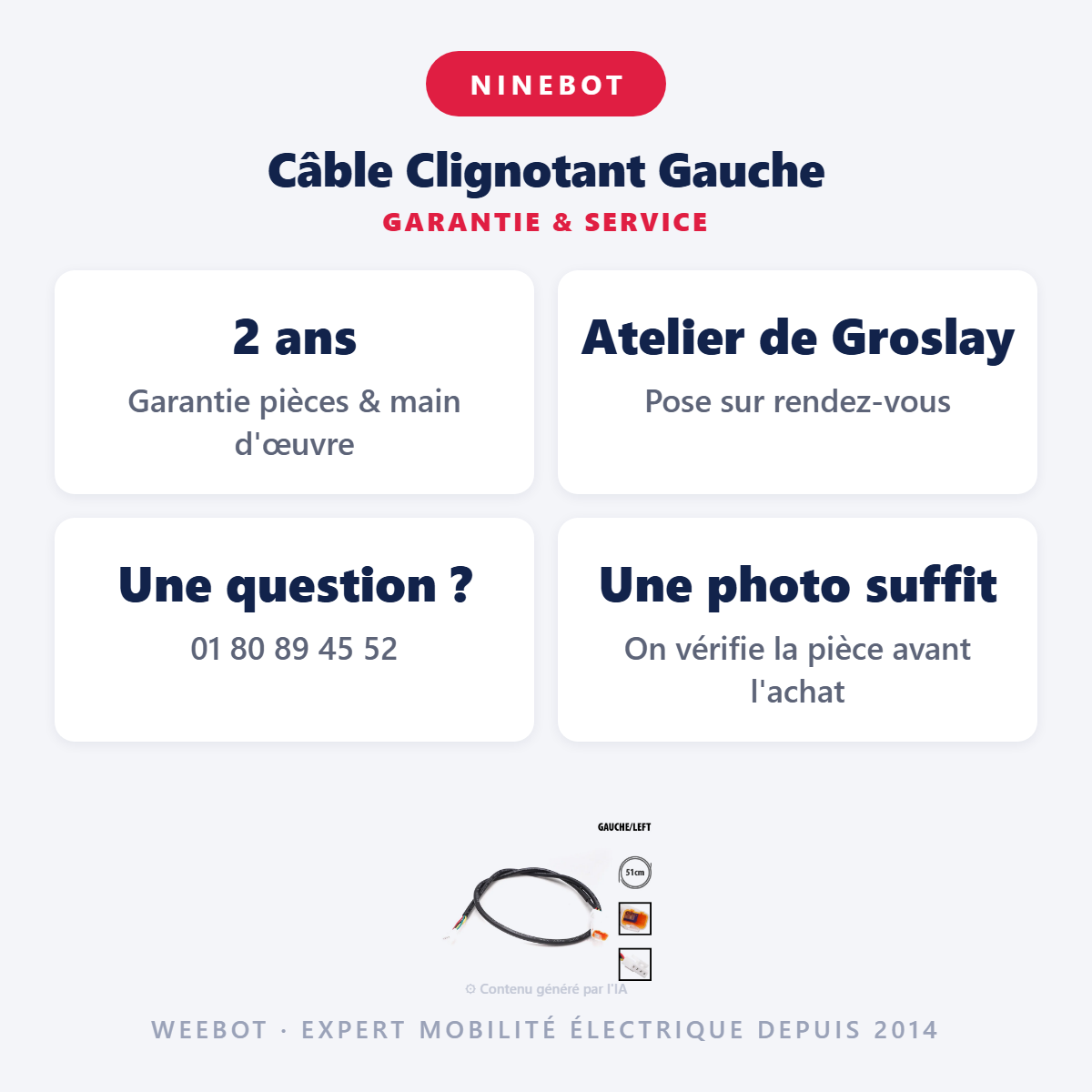 Câble Clignotant Gauche : garantie 2 ans et service après-vente
