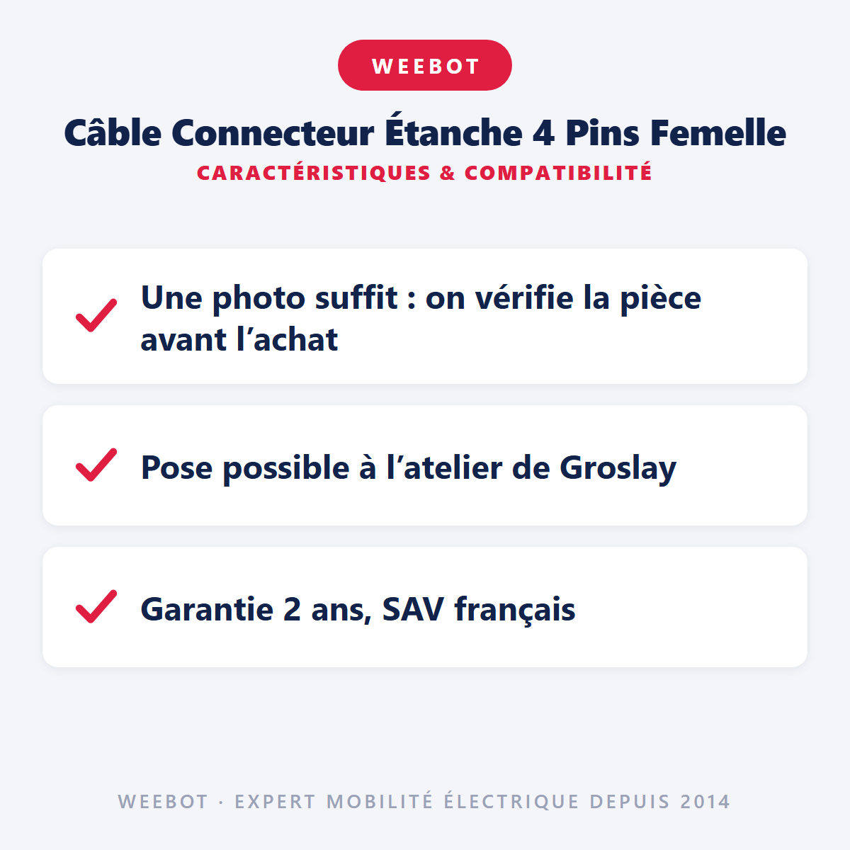 Câble Connecteur Étanche 4 Pins Femelle pour Trottinette Électrique - Weebot
