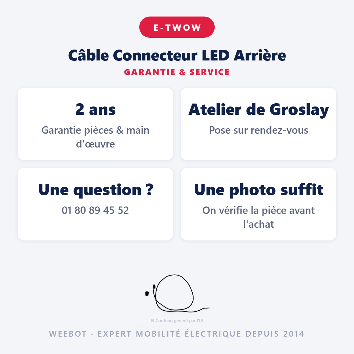 Câble Connecteur LED Arrière (3 Pins) pour Trottinette Électrique Etwow - Weebot