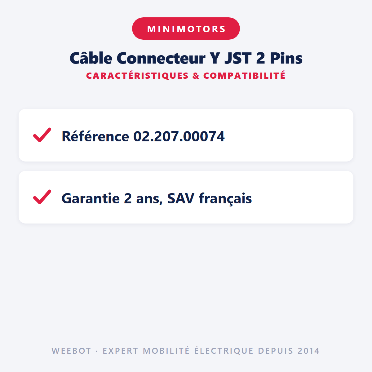 Câble Connecteur Y JST 2 Pins pour Trottinette Électrique Ey 4 - Weebot