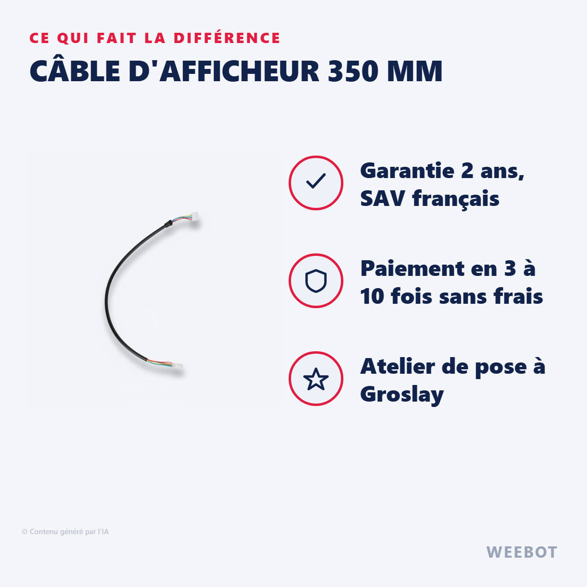 Câble d'Afficheur 350 mm : les points forts