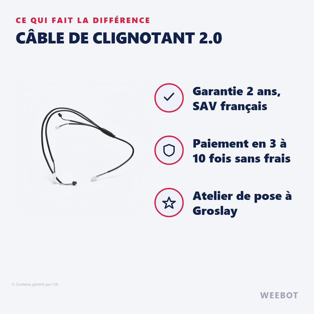 Câble de clignotant 2.0 pour Trottinette Électrique Teverun Fighter - Weebot