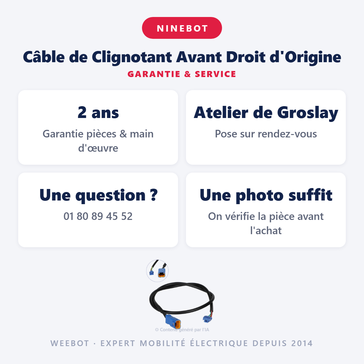 Câble de Clignotant Avant Droit d'Origine : garantie 2 ans et service après-vente