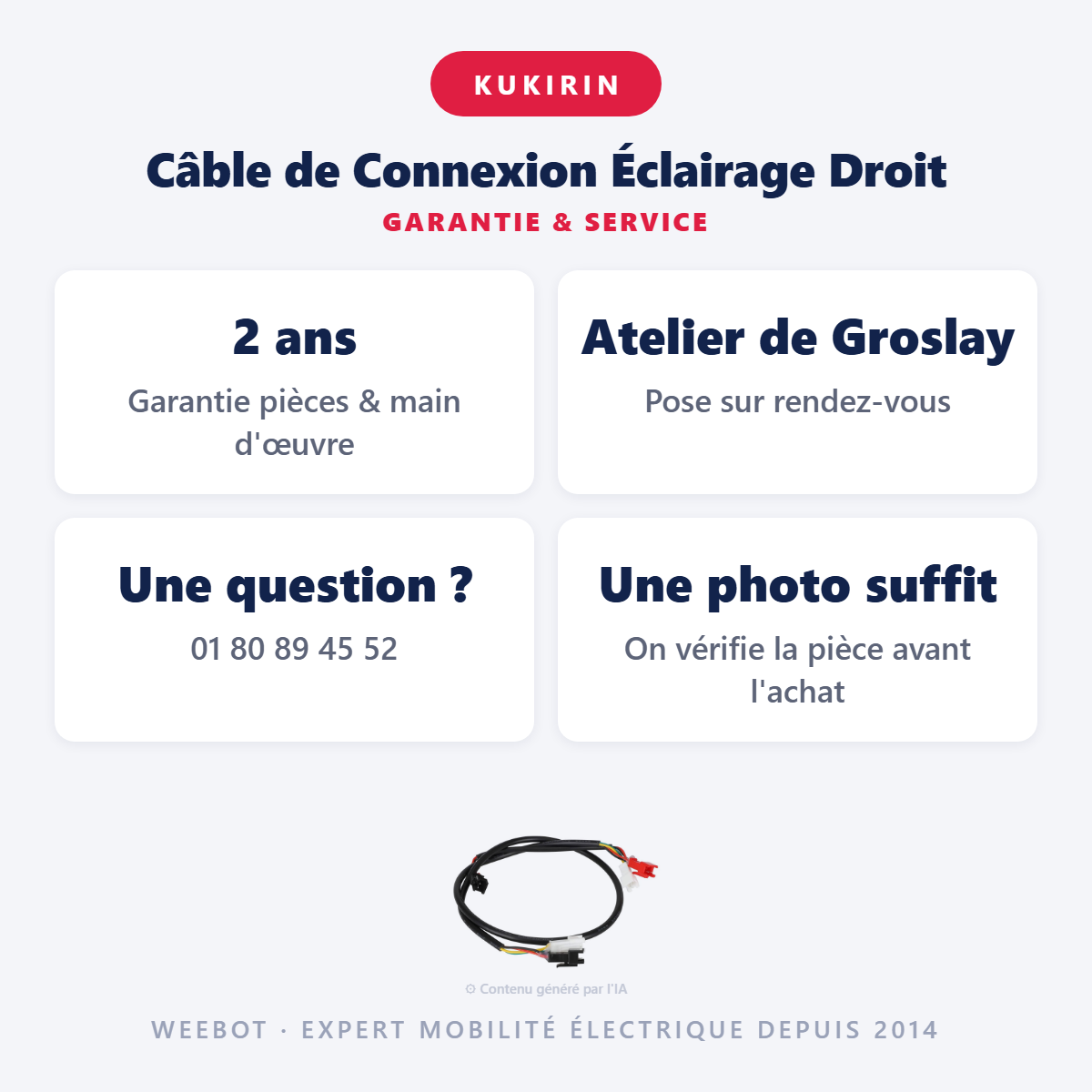 Câble de Connexion Éclairage Droit : garantie 2 ans et service après-vente