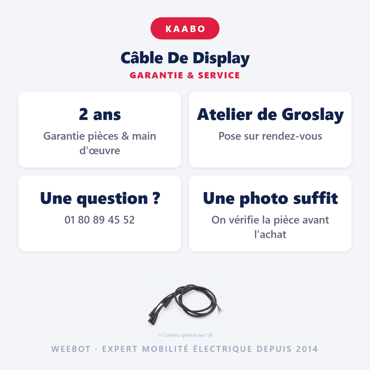 Câble De Display : garantie 2 ans et service après-vente