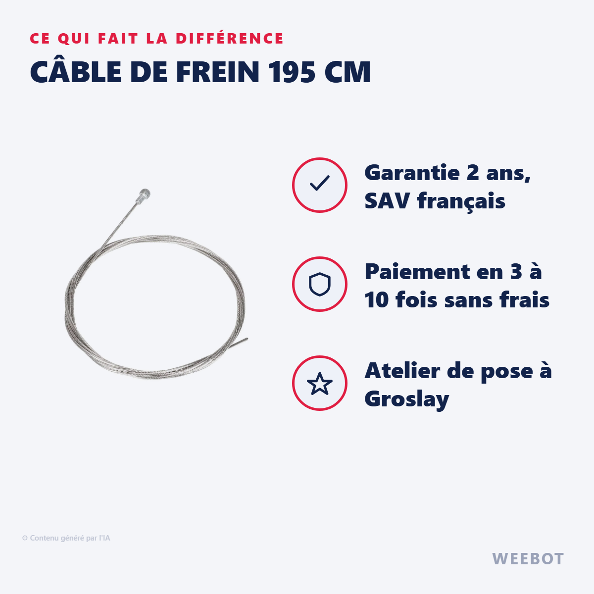 Câble de Frein 195 cm : les points forts