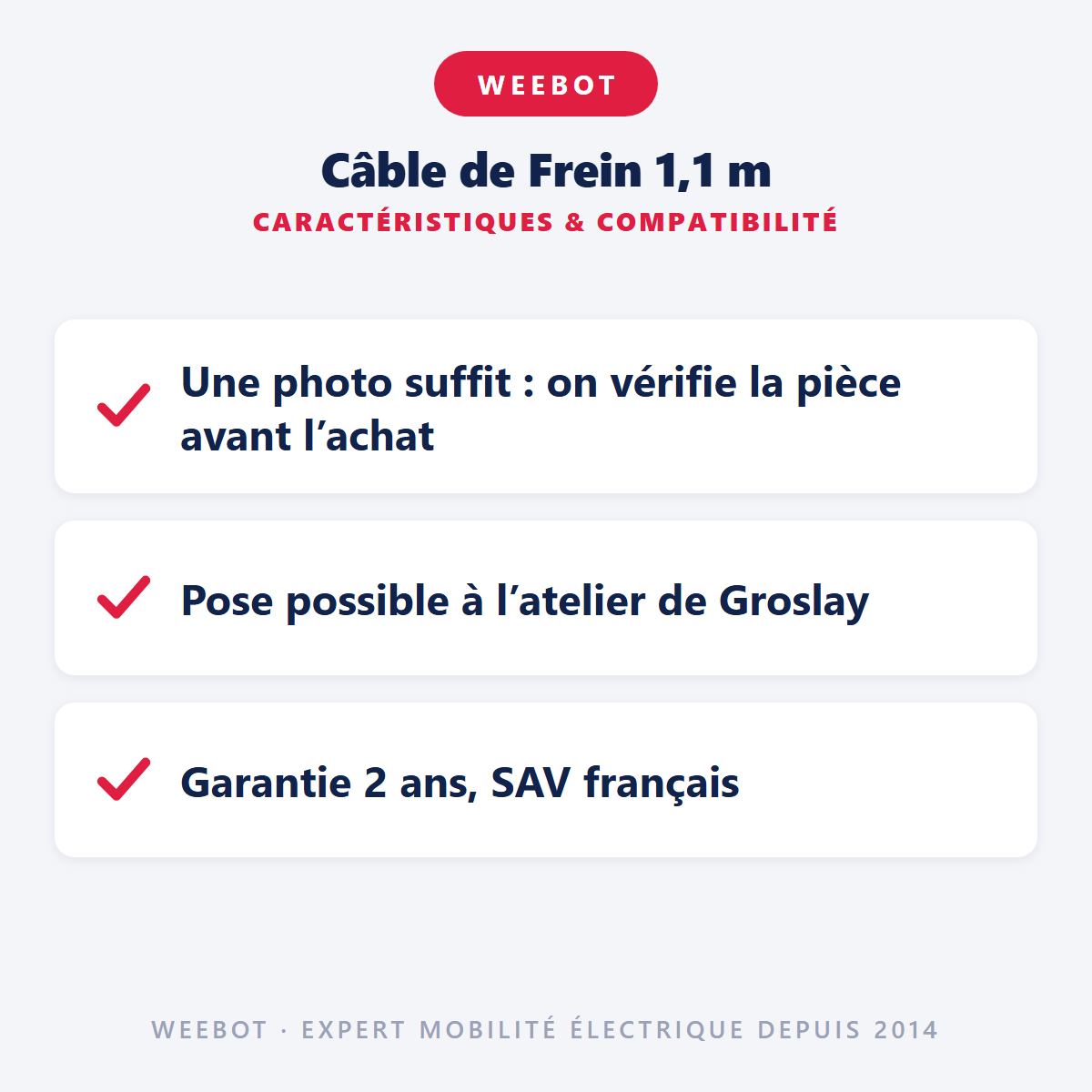 Câble de Frein 1,1 m : caractéristiques et compatibilité