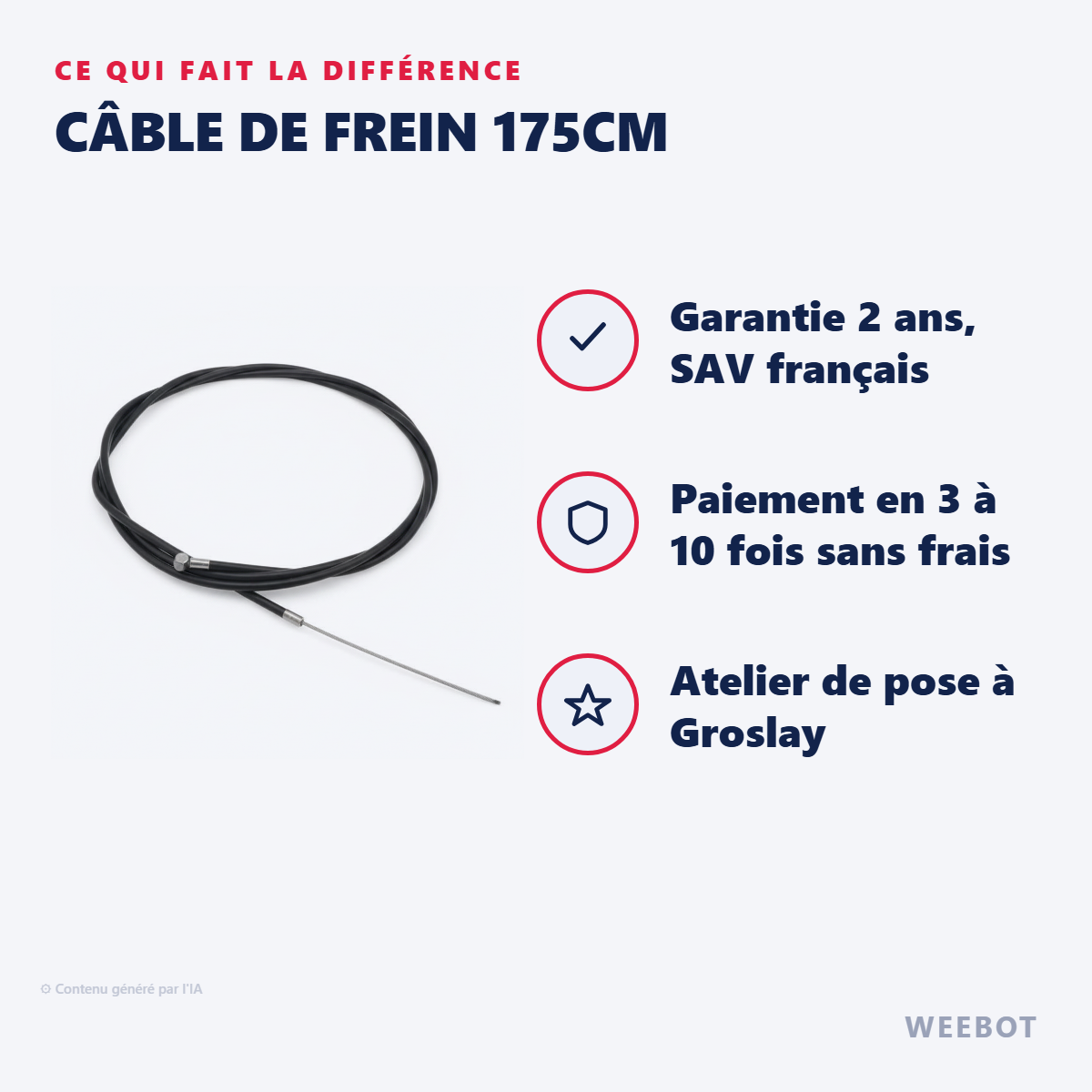 Câble de Frein 175cm : les points forts