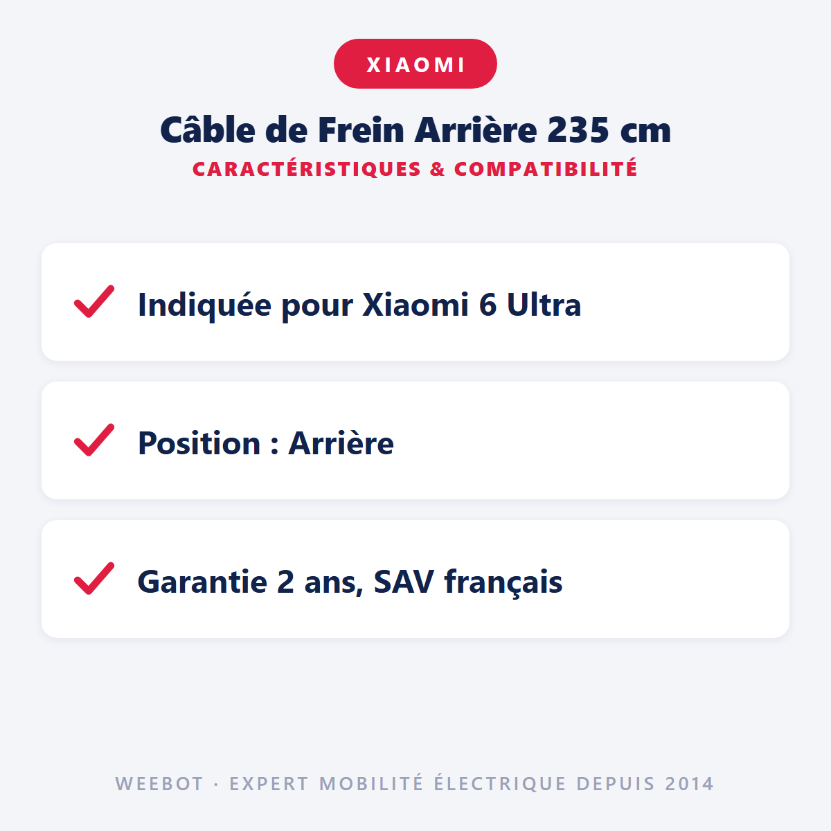 Câble de Frein Arrière 235 cm : caractéristiques et compatibilité