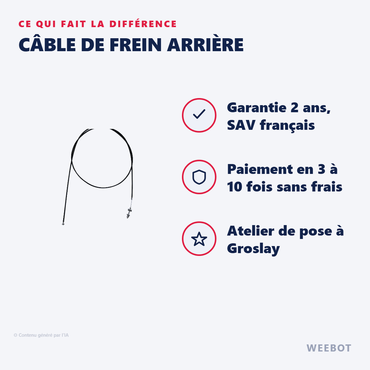 Câble de Frein Arrière pour Trottinette Électrique Dualtron Mini - Weebot